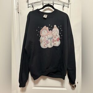 Vintage‎ Jerzees Snowmen Sweatshirt Size 3X black fleece pullover grandma core